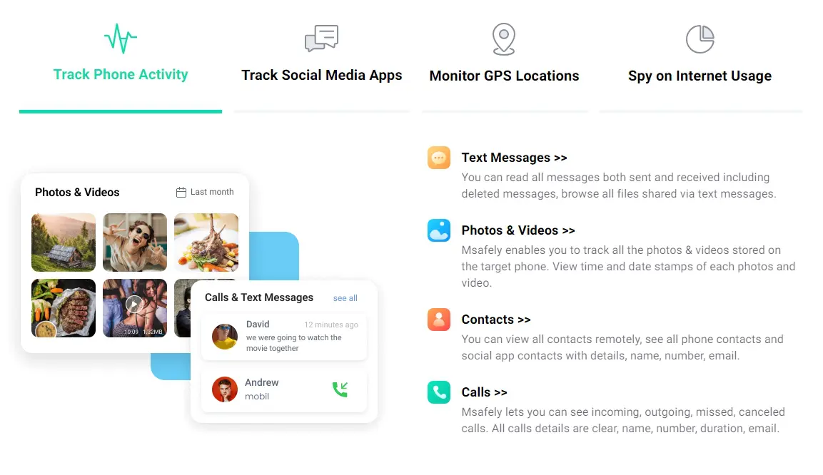 Msafely Track Phone Activity feature